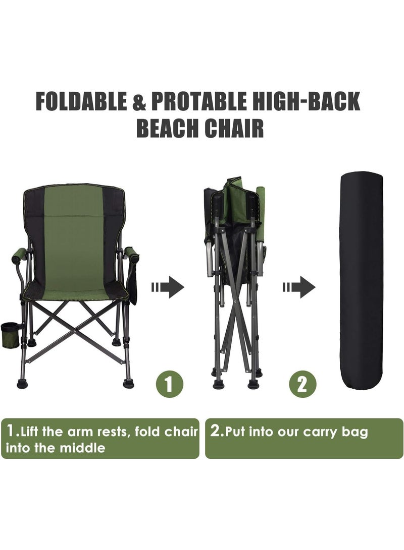 Inabyte Adult Folding Camping Chair, 330LBS Load Capacity with Cup Holder, Green Portable Outdoor Lawn Chair - Image 5